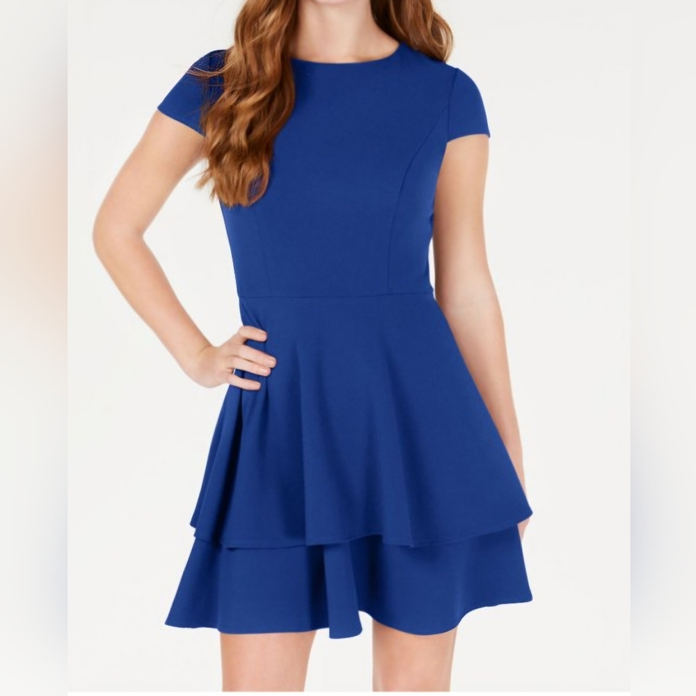 B. Darlin Womens Fit & Flare Blue Dress Juniors 7/8
